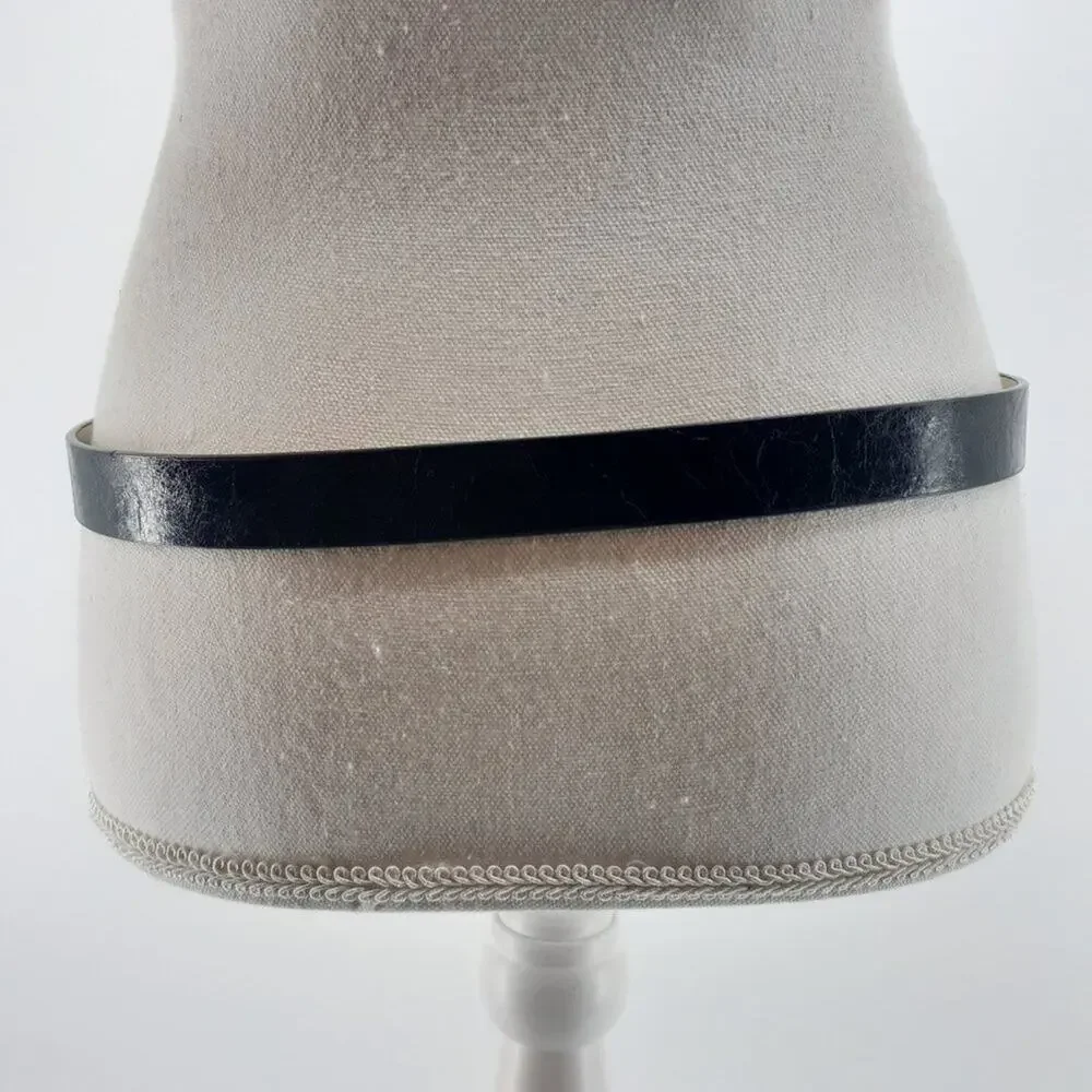 Women's Faux Leather black Large Rhinestone buckle Fashion Dress Accessory Sz 32